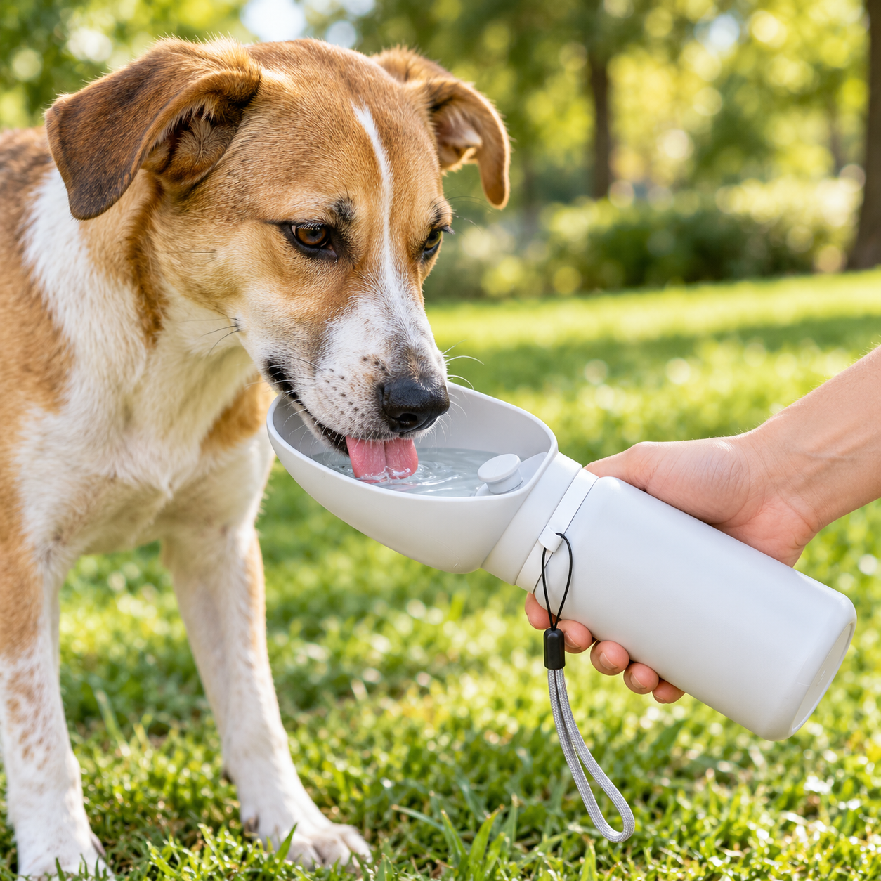 Botella plegable para mascotas con bebedero incorporado – 550 ml - Imagen 4
