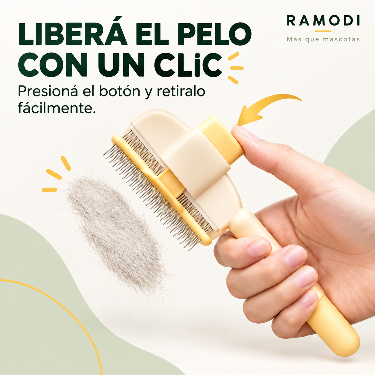 Peine para perros y gatos de pelo medio y largo con expulsor de pelo - Imagen 2